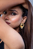 Stone Studded black Coin Earrings