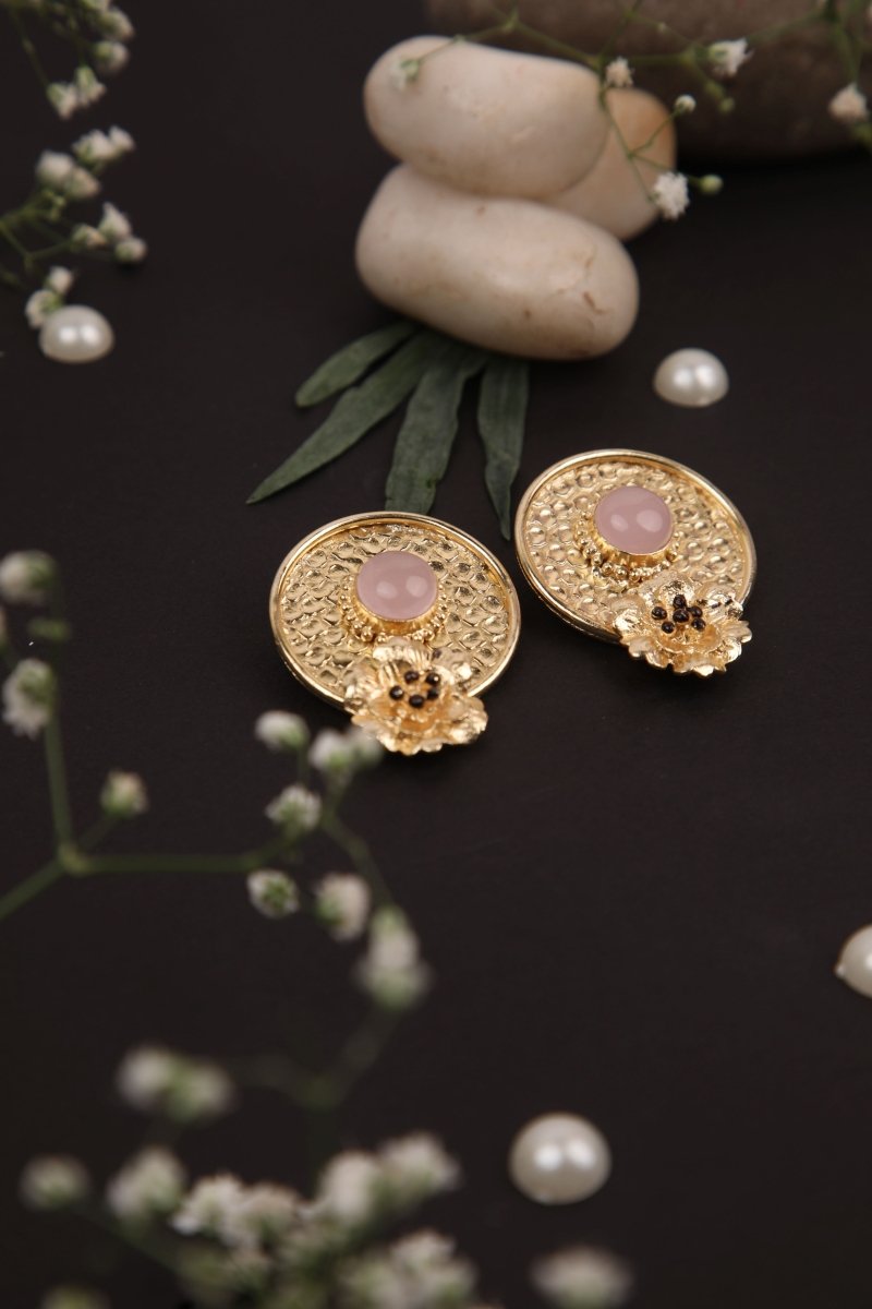 Stone Studded Coin Earrings - Jiaarajewellery