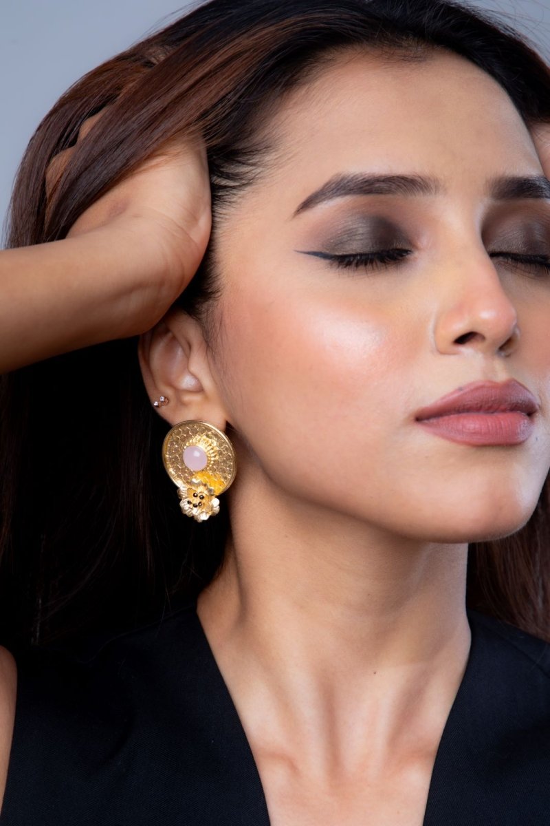 Stone Studded Coin Earrings - Jiaarajewellery