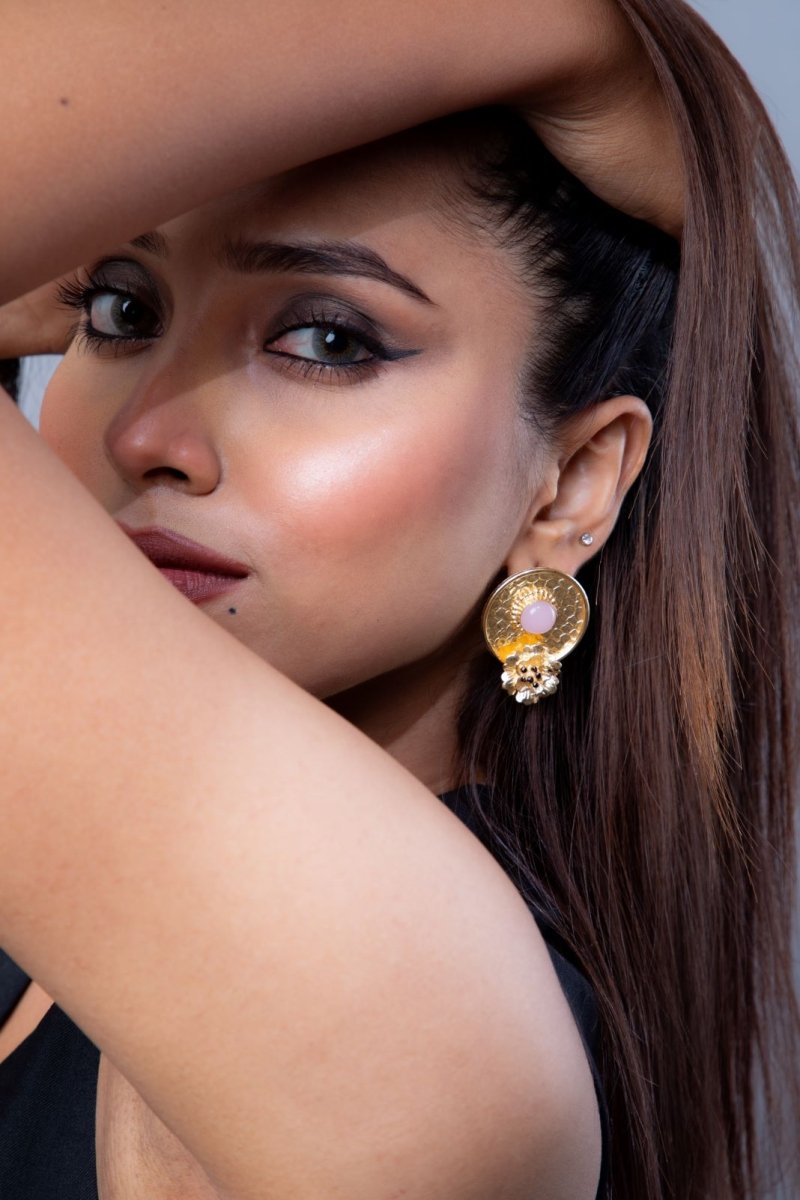 Stone Studded Coin Earrings - Jiaarajewellery