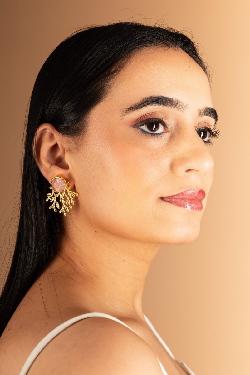 Stone Studded Vine Earrings - Jiaarajewellery