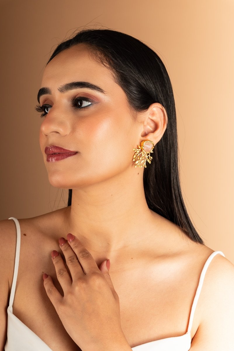 Stone Studded Vine Earrings - Jiaarajewellery