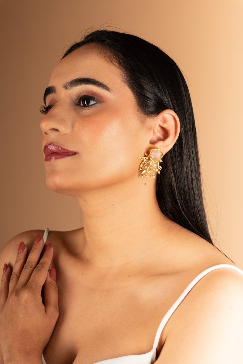 Stone Studded Vine Earrings - Jiaarajewellery