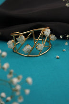 Stone Studded Zigzag Cuff Bracelet - Jiaarajewellery