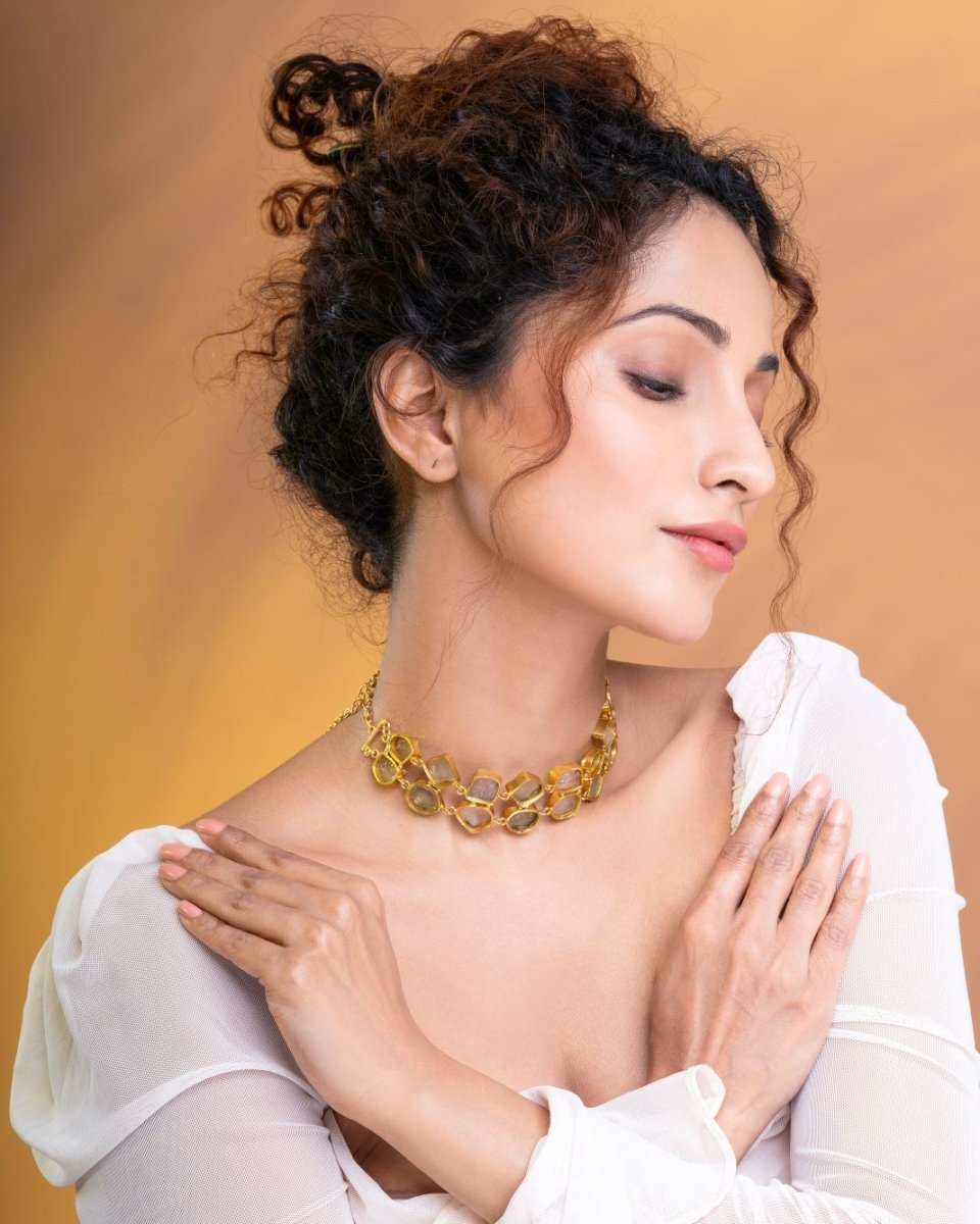 Stone Symphony double layer Necklace - Green - Jiaarajewellery