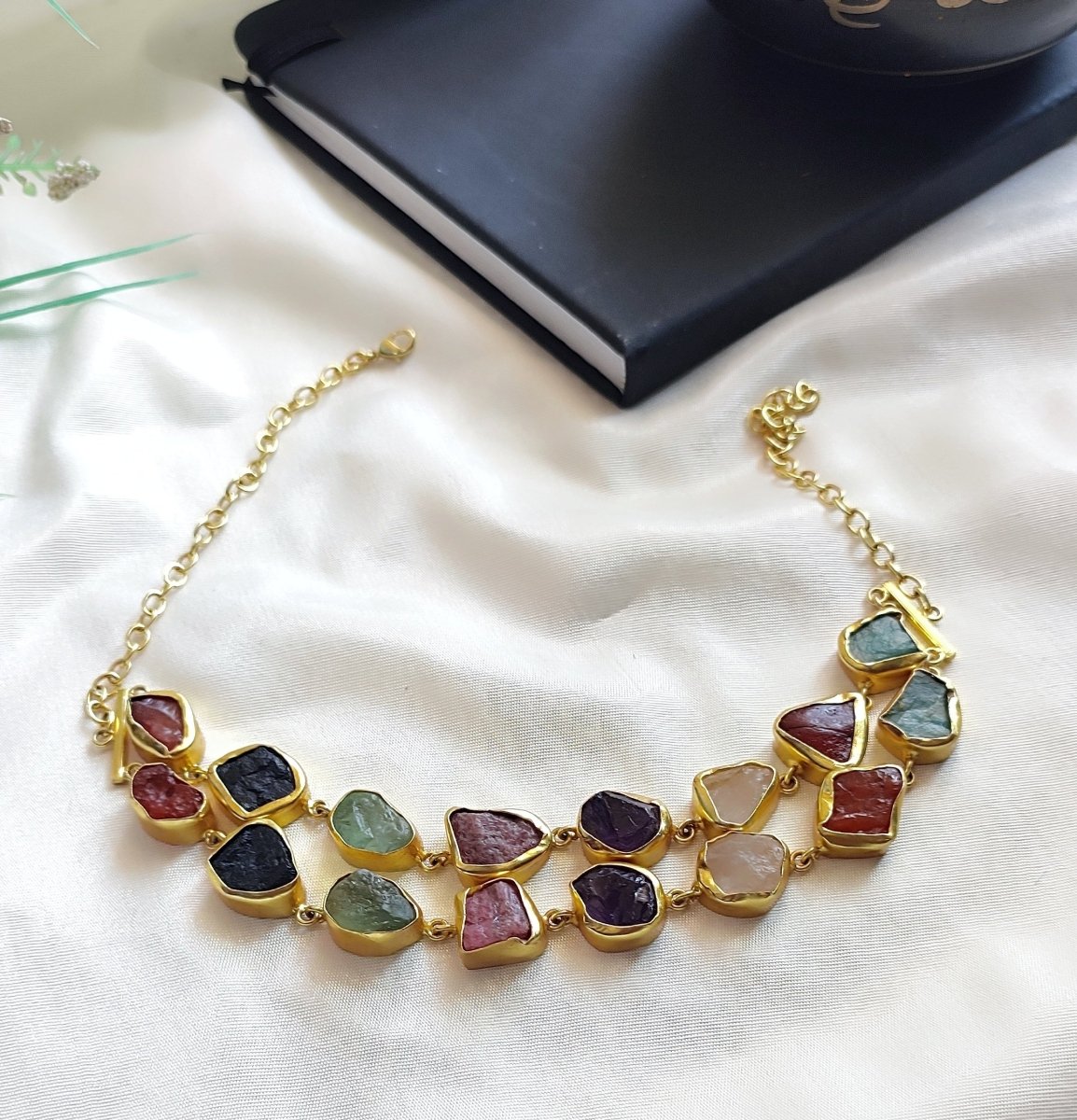Stone Symphony double layer Necklace - Multicolor - Jiaarajewellery