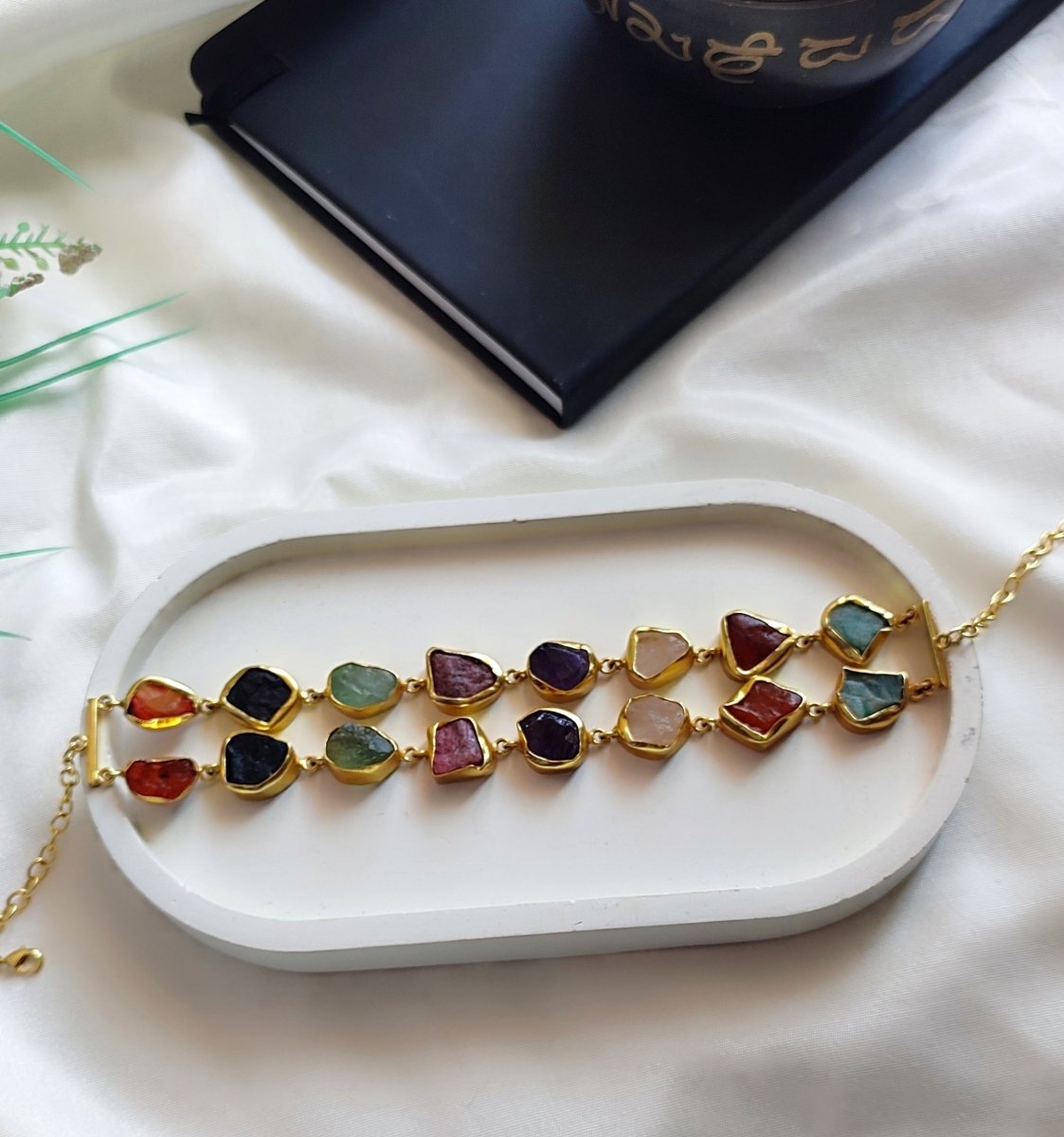 Stone Symphony double layer Necklace - Multicolor - Jiaarajewellery