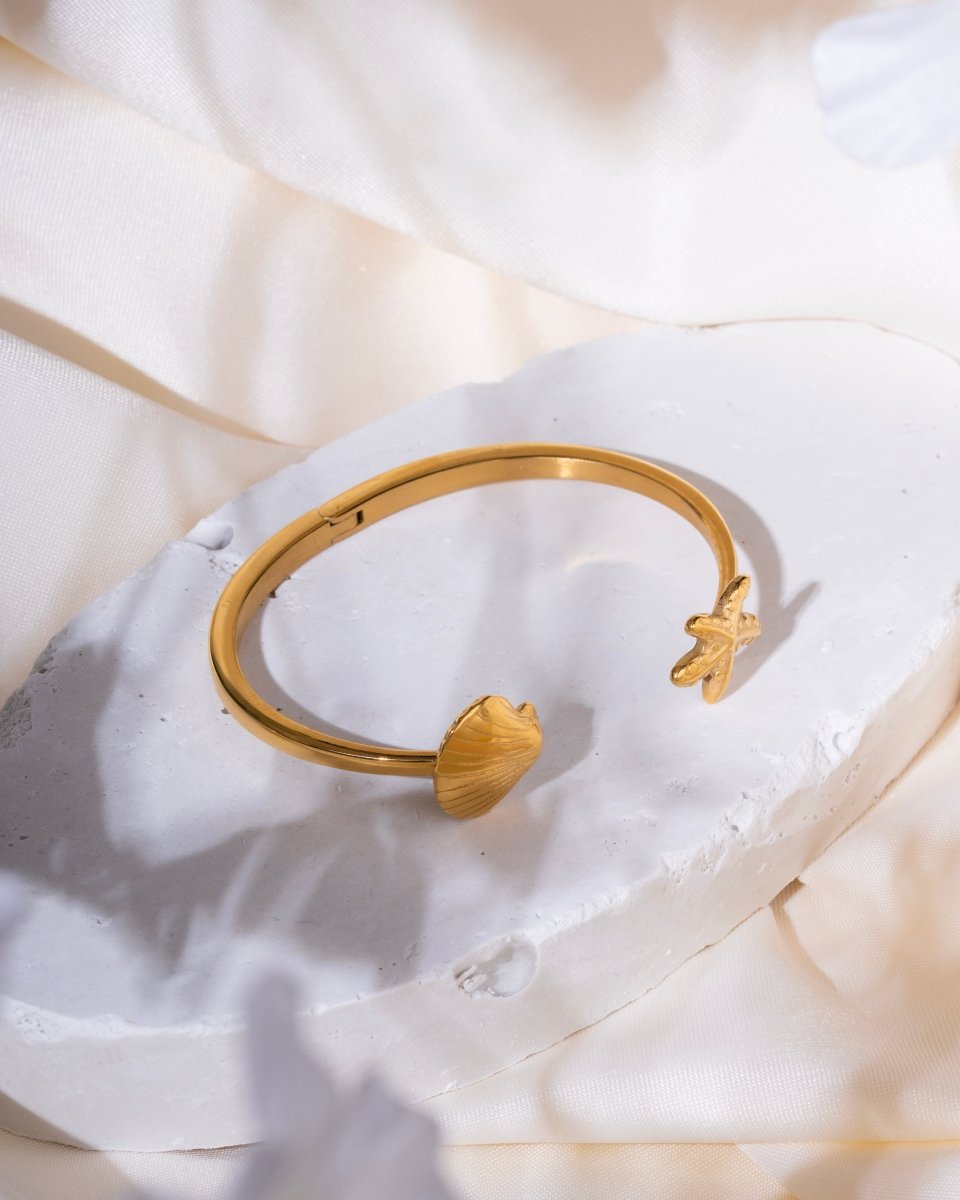 Sun - Kissed Brass Cuff Bracelet - Jiaarajewellery