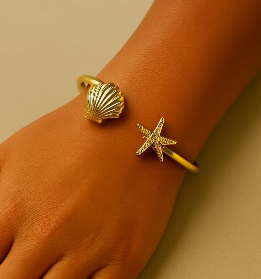 Sun - Kissed Brass Cuff Bracelet - Jiaarajewellery
