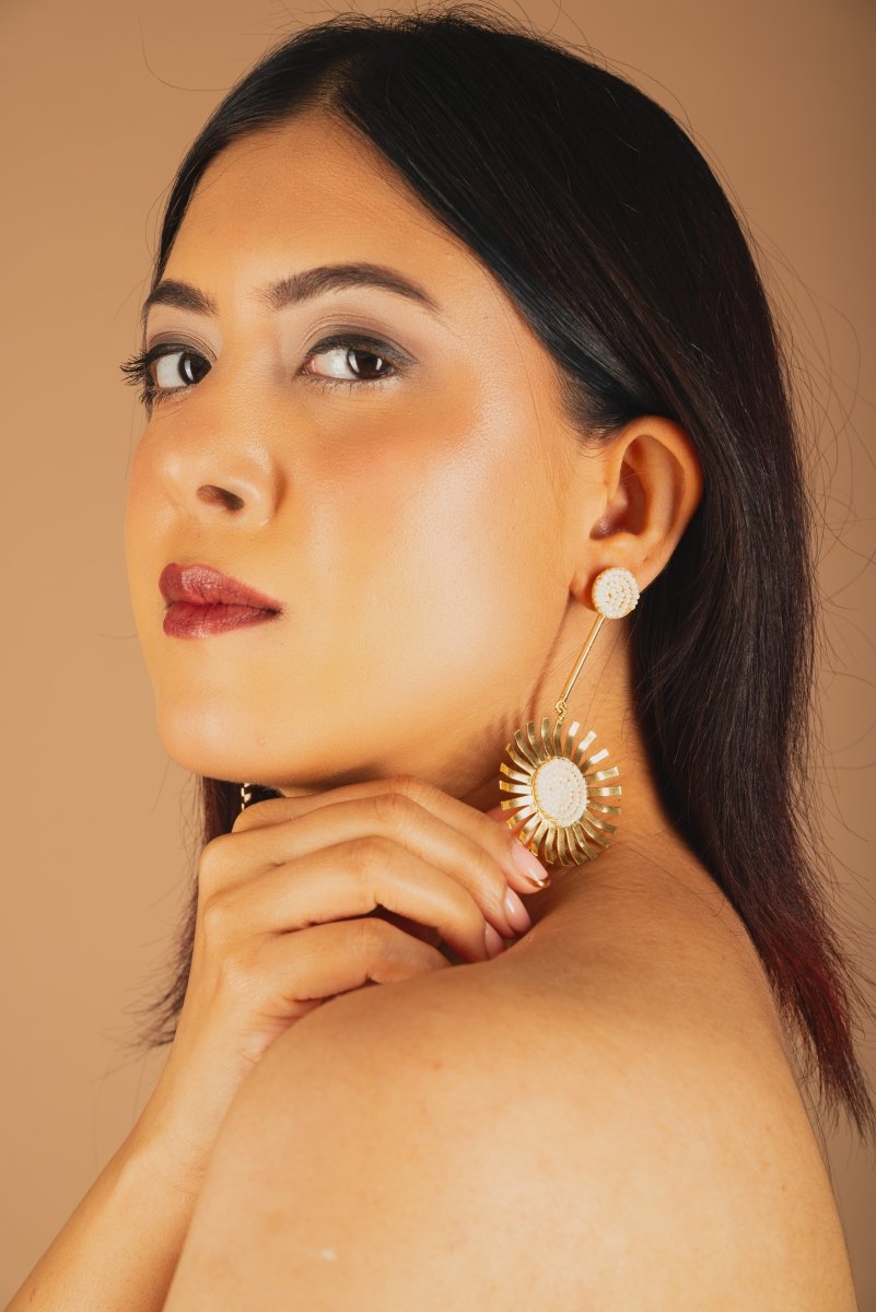 Sunrays clustered pearl Earrings - Jiaarajewellery