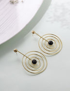 SunStone Spiral Wire Earrings - Black - Jiaarajewellery