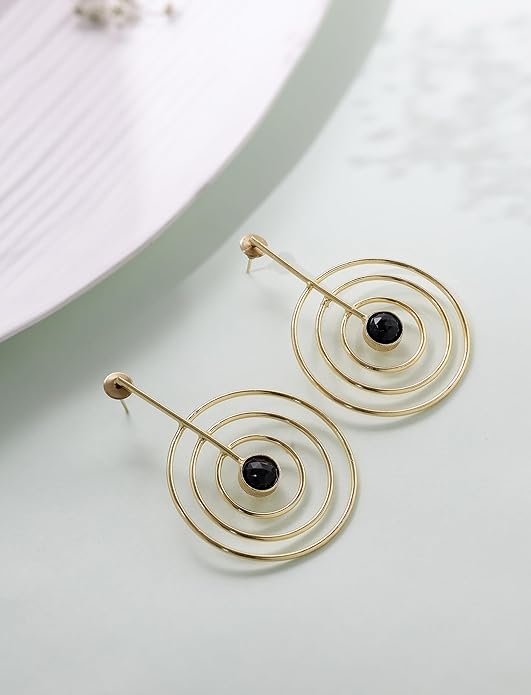 SunStone Spiral Wire Earrings - Black - Jiaarajewellery
