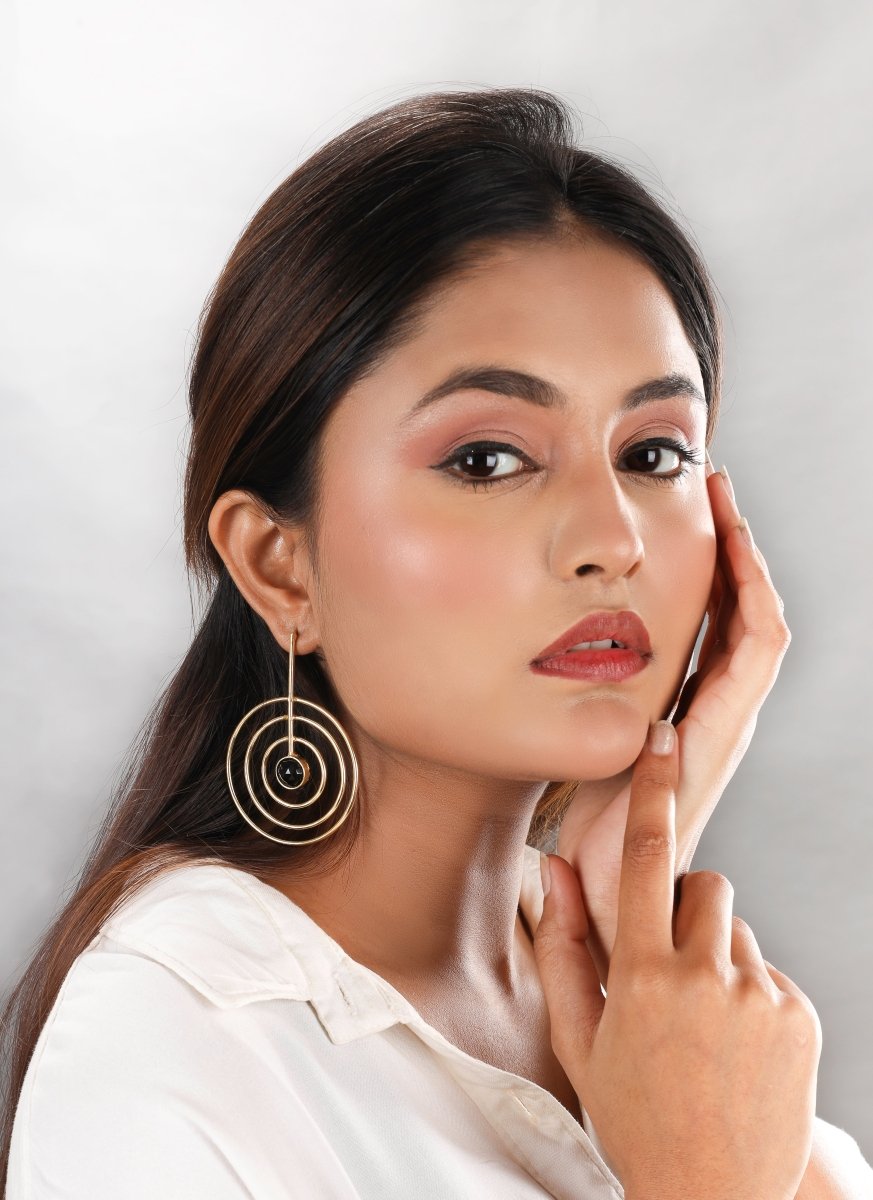 SunStone Spiral Wire Earrings - Black - Jiaarajewellery