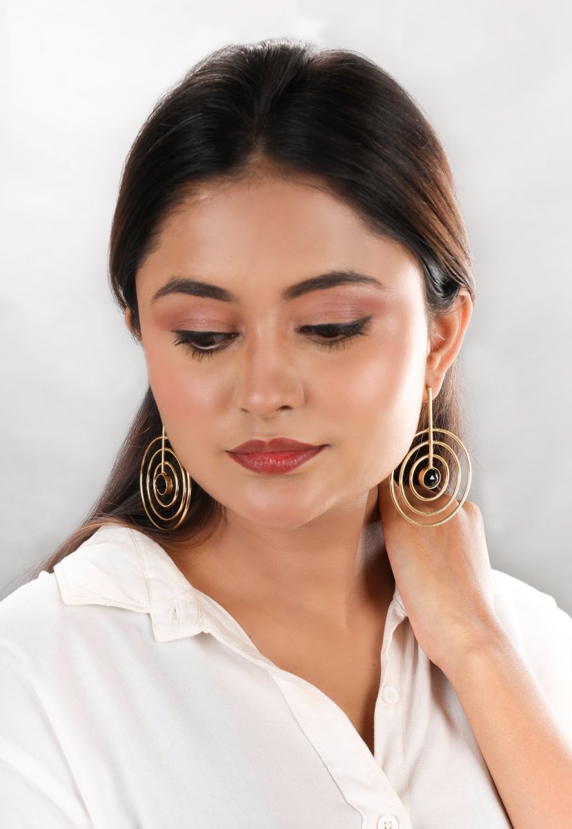 SunStone Spiral Wire Earrings - Black - Jiaarajewellery