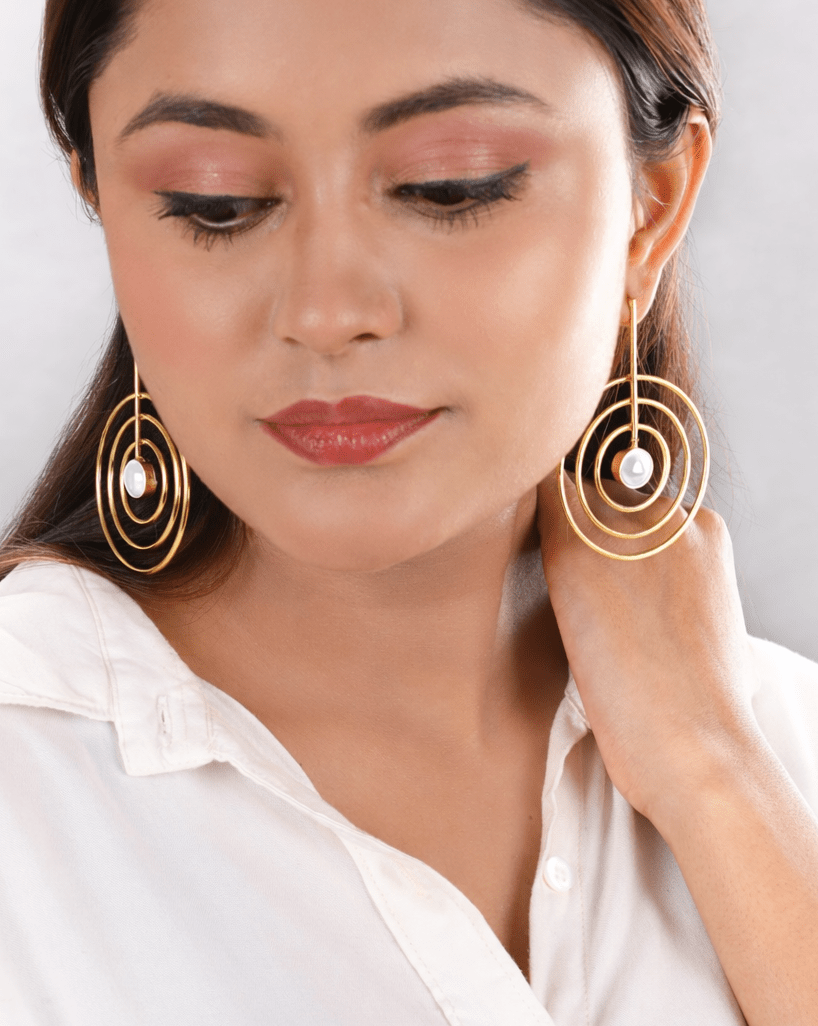 SunStone Spiral Wire Earrings-white - Jiaarajewellery
