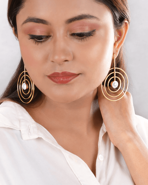 SunStone Spiral Wire Earrings-white - Jiaarajewellery