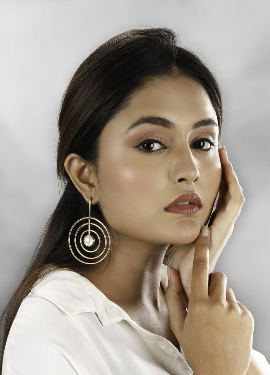 SunStone Spiral Wire Earrings-white - Jiaarajewellery