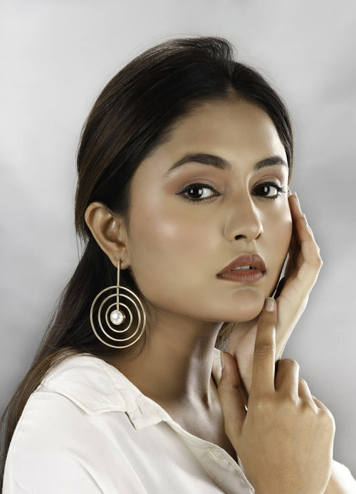 SunStone Spiral Wire Earrings-white - Jiaarajewellery