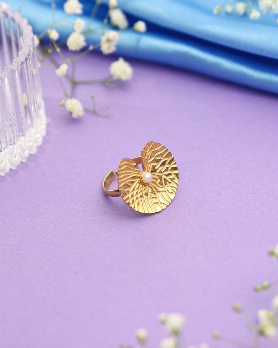 Textured Lotus Leaf Ring - Jiaarajewellery