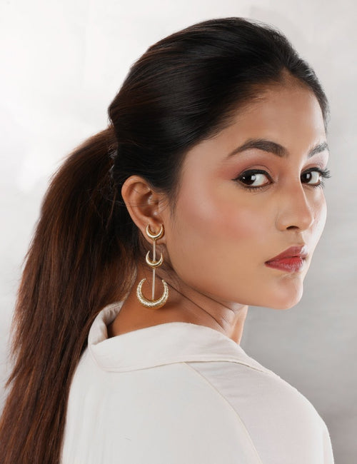 Textured Triple Half moon Earrings - Jiaarajewellery