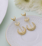 Textured Triple Half moon Earrings - Jiaarajewellery