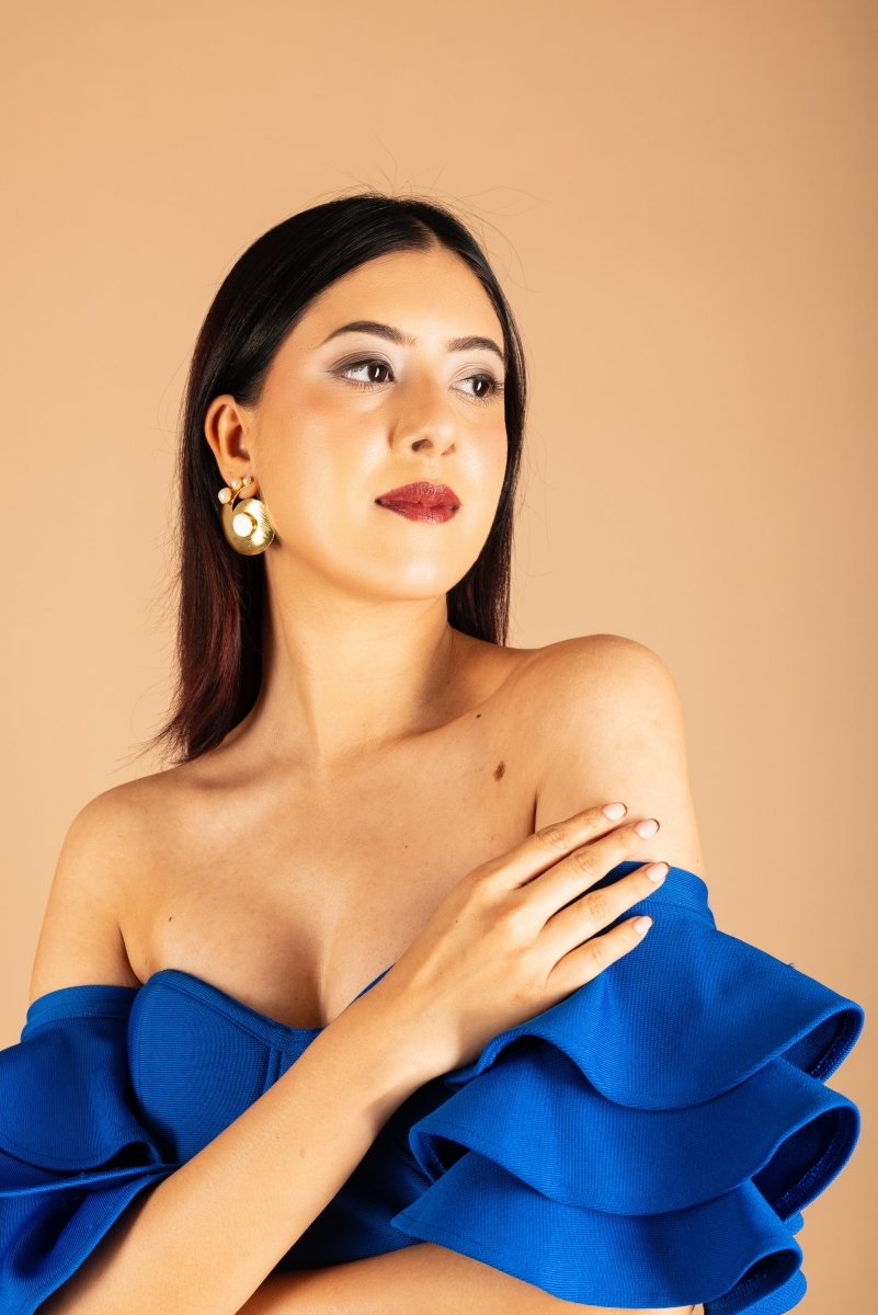 Tri pearl Seashell Earrings - B - Jiaarajewellery