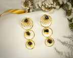 Tri Stone drop loop Earrings - B - Jiaarajewellery