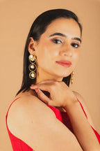 Tri Stone drop loop Earrings - B - Jiaarajewellery