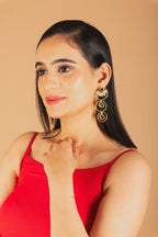 Tri Stone drop loop Earrings - B - Jiaarajewellery