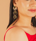 Tri Stone drop loop Earrings-Olive - Jiaarajewellery