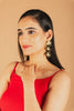 Tri Stone drop loop Earrings-White