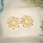 Twist & Twirl Pearl Studded Flower Earrings - Jiaarajewellery
