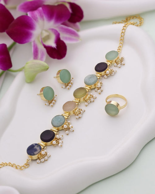 Whispering Stones Multicolor Choker Set - Jiaarajewellery