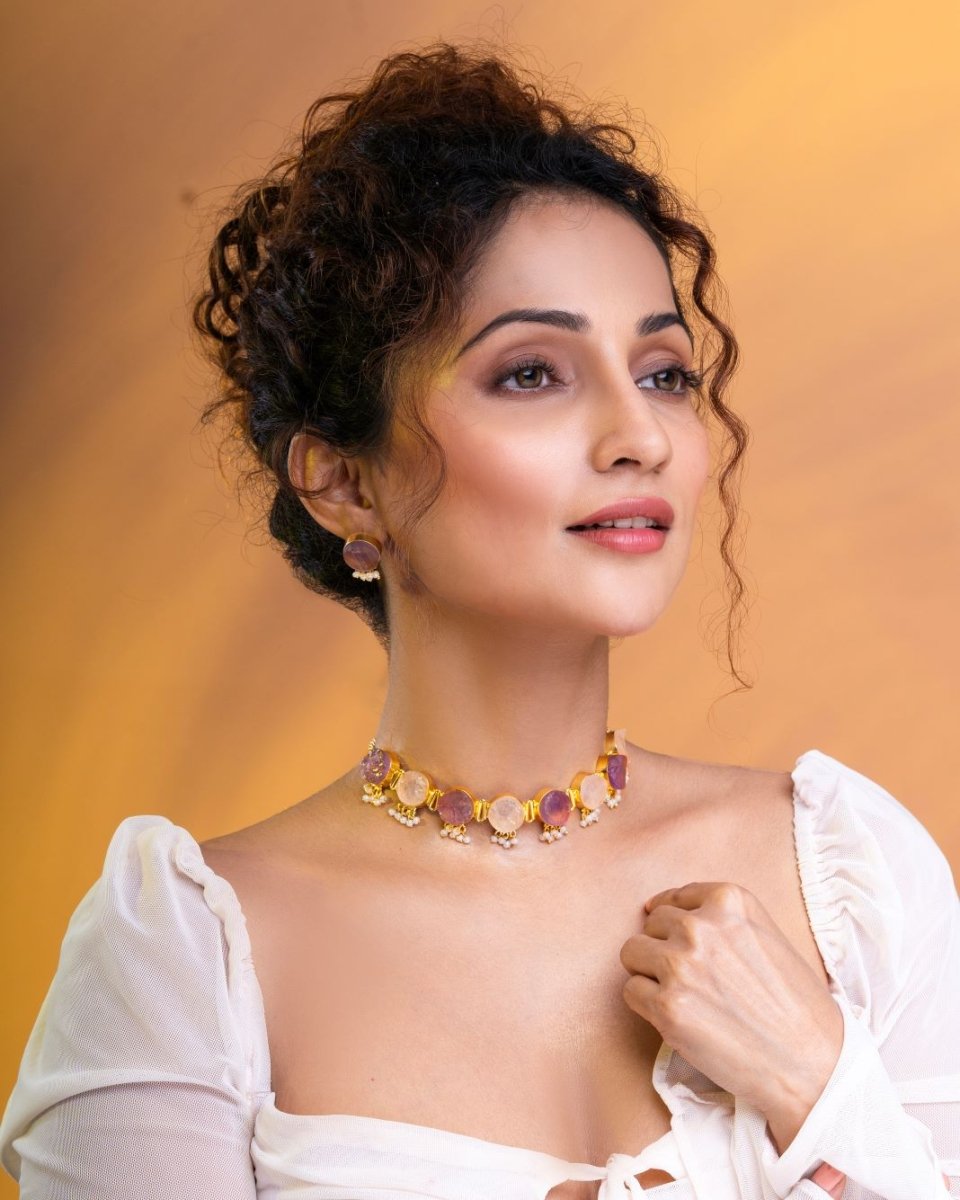 Whispering Stones Multicolor Choker Set - Pastel - Jiaarajewellery