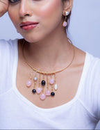 Winterline Hasli Pink - black Necklace - Jiaarajewellery
