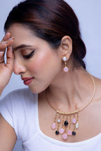 Winterline Hasli Pink - black Necklace - Jiaarajewellery