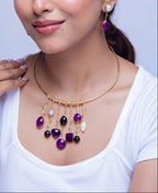 Winterline Hasli Purple - black Necklace - Jiaarajewellery