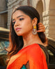 Yellow stone Studded Oxidised Plated Earrings
